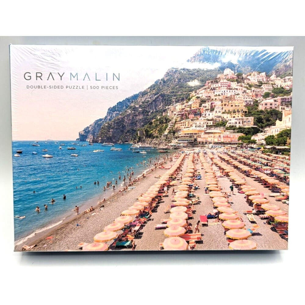Italian Beach Puzzle Gray Malin 500 Pieces Double Sided New/Sealed